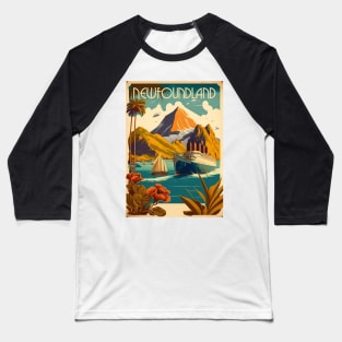 Newfoundland Canada Vintage Travel Art Poster Baseball T-Shirt